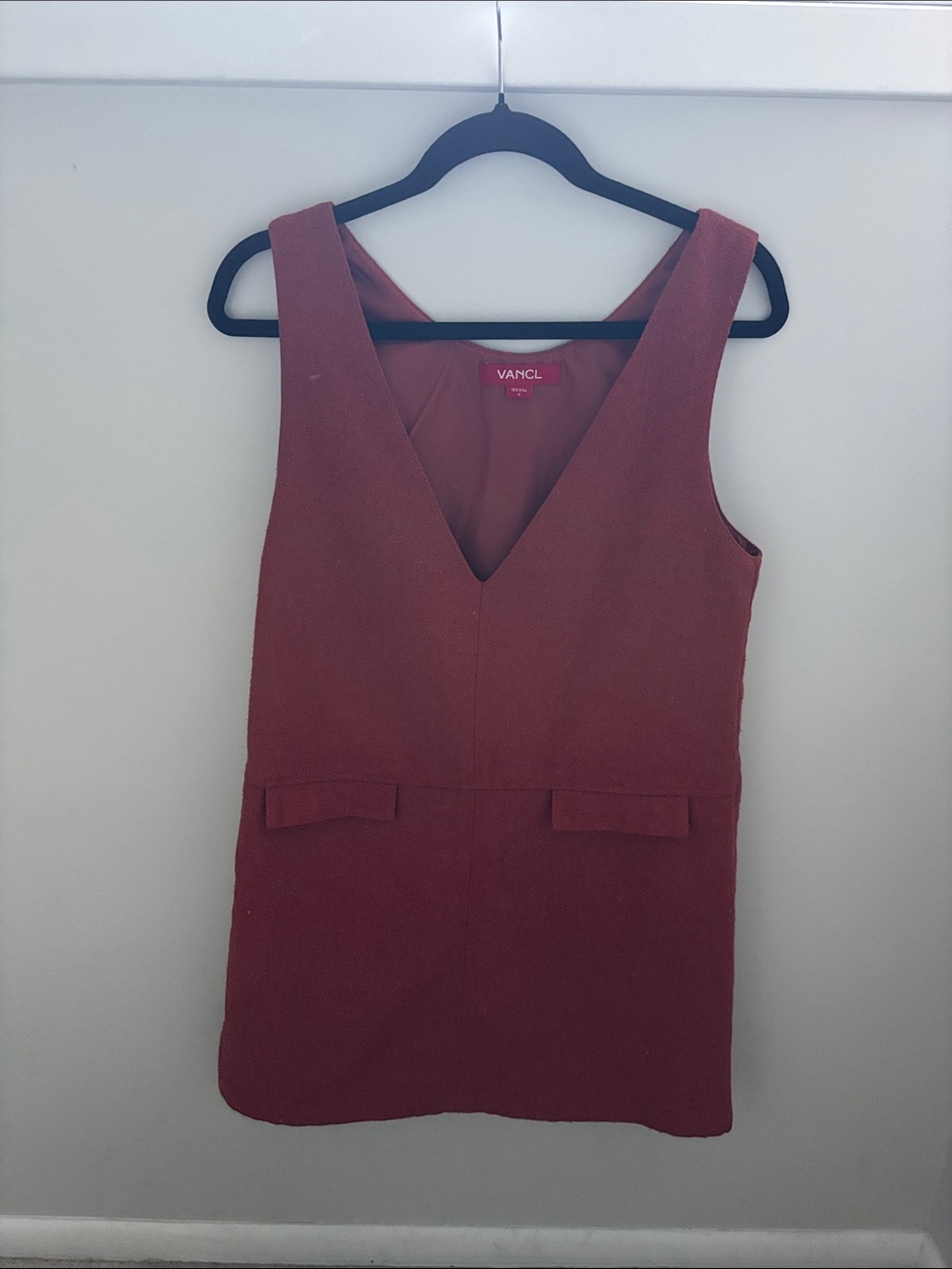 VANCL Rust-Brown Sleeveless V-Neck Mini Dress